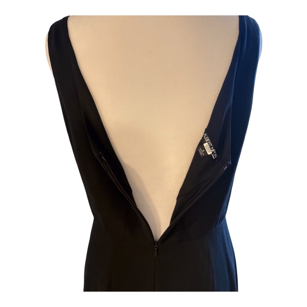 Albert Nipon Black Silk sleeveless Evening Dress Asym Hem Sz 4 - Picture 3 of 12